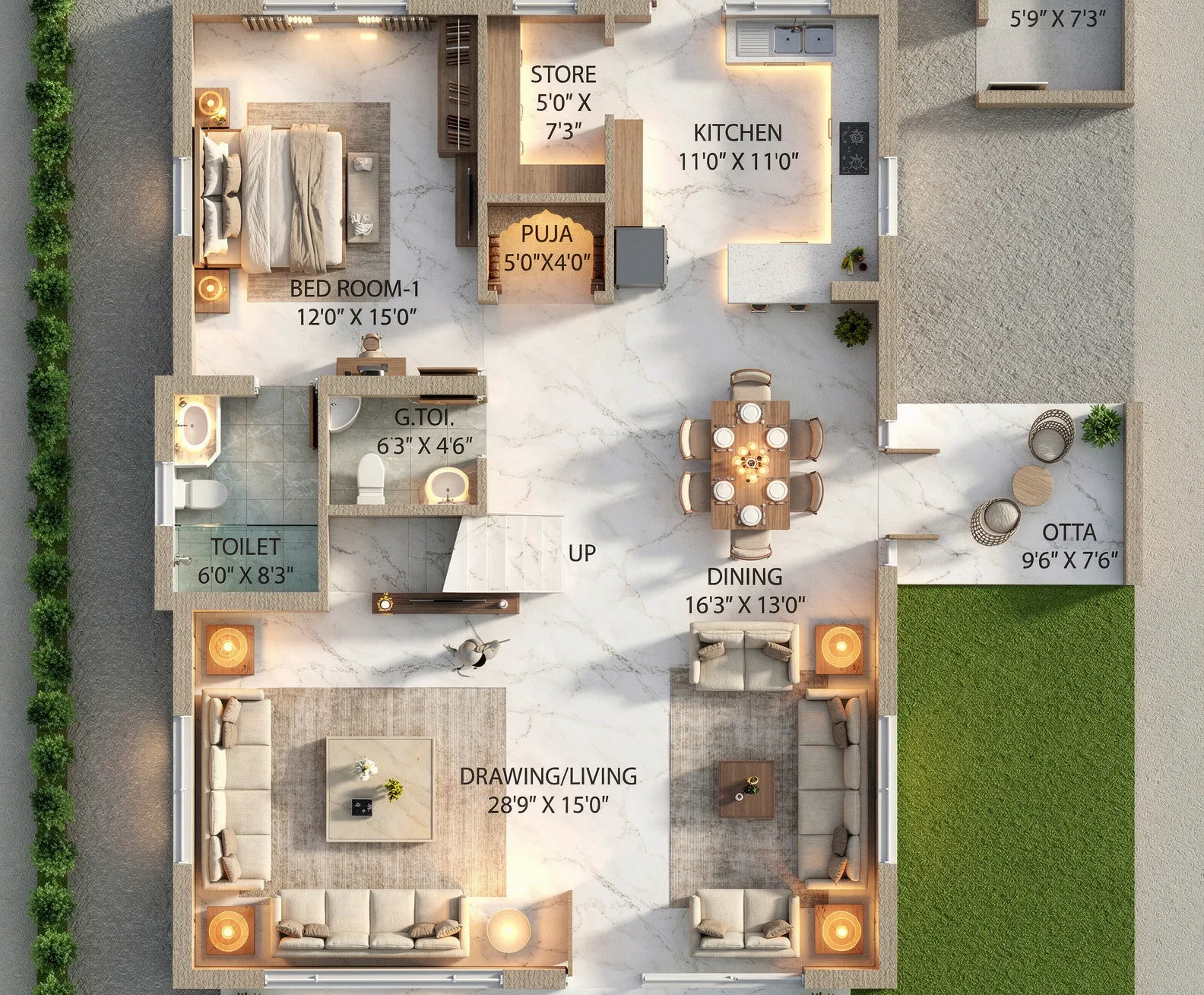 Mixed-use development 3D masterplan visualization
