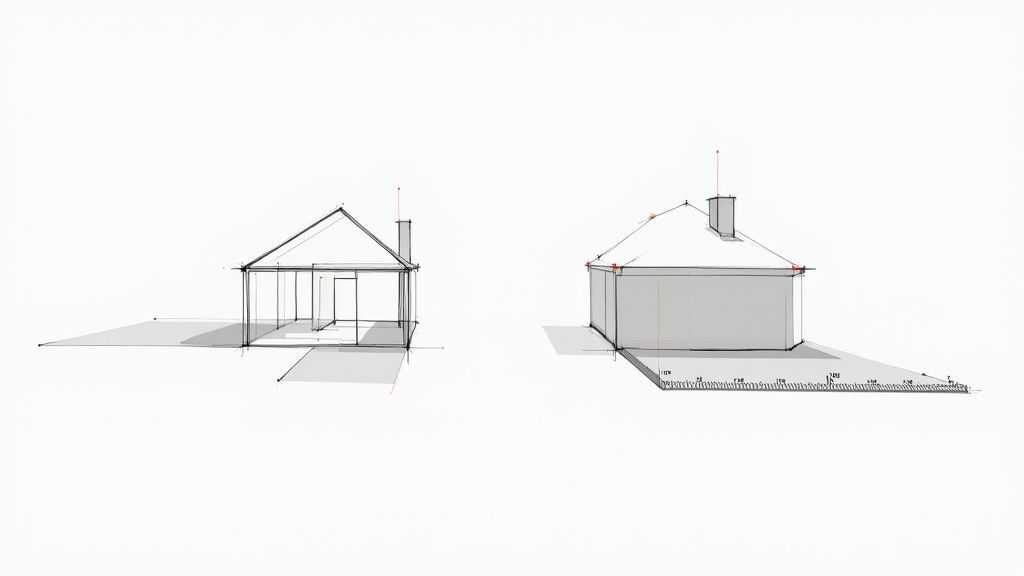 A detailed 3D house exterior with realistic brick, wood, and glass materials.