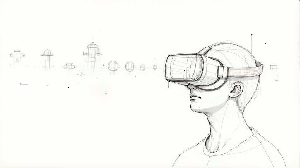 An immersive virtual reality experience showcasing a modern architectural interior