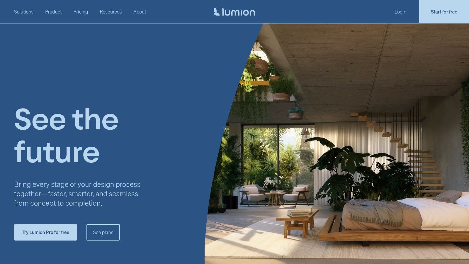 An architectural rendering created with Lumion, showing a modern interior living space with detailed furniture and lighting.