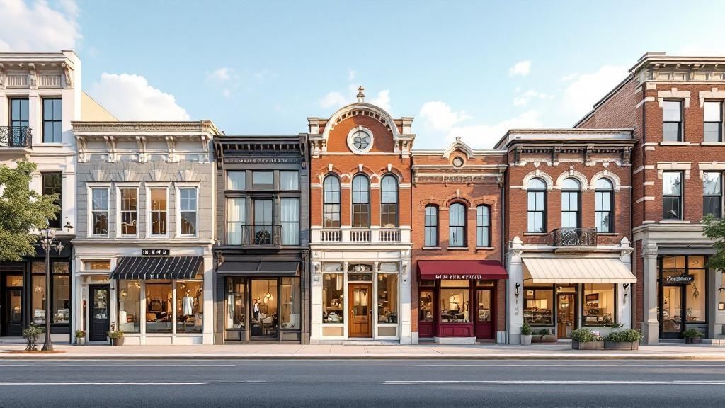 An architect reviewing a commercial building elevation design on a tablet.