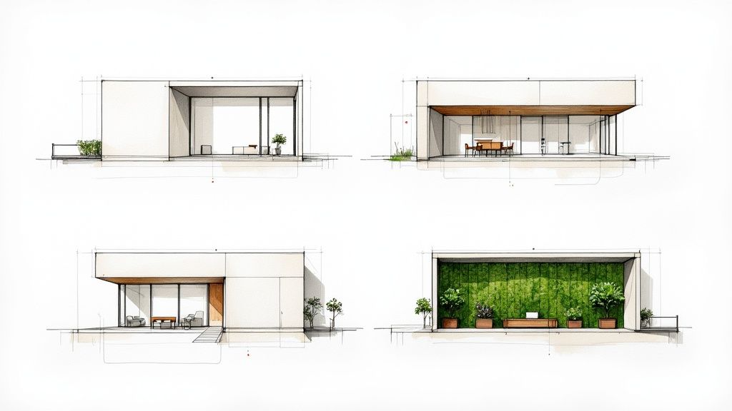 A modern commercial building with a minimalist and contemporary elevation design