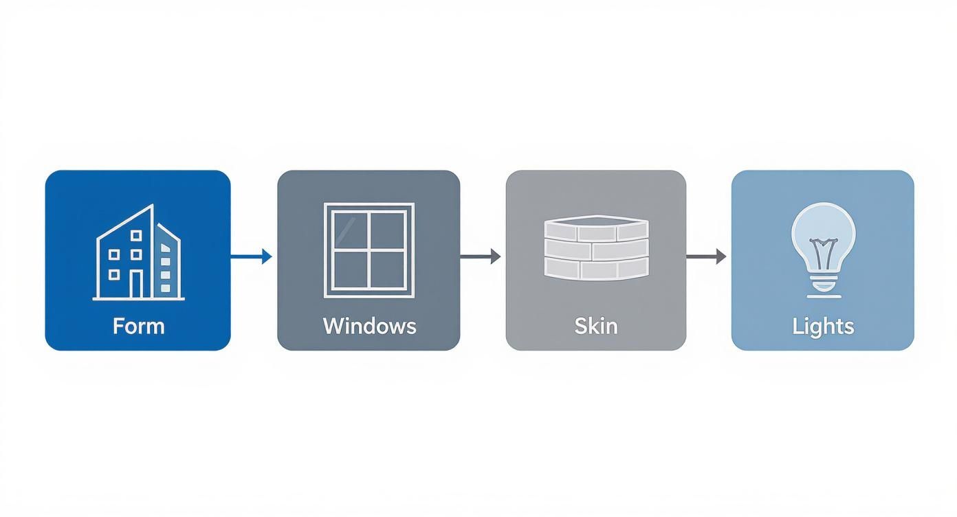 Infographic about commercial building elevation designs