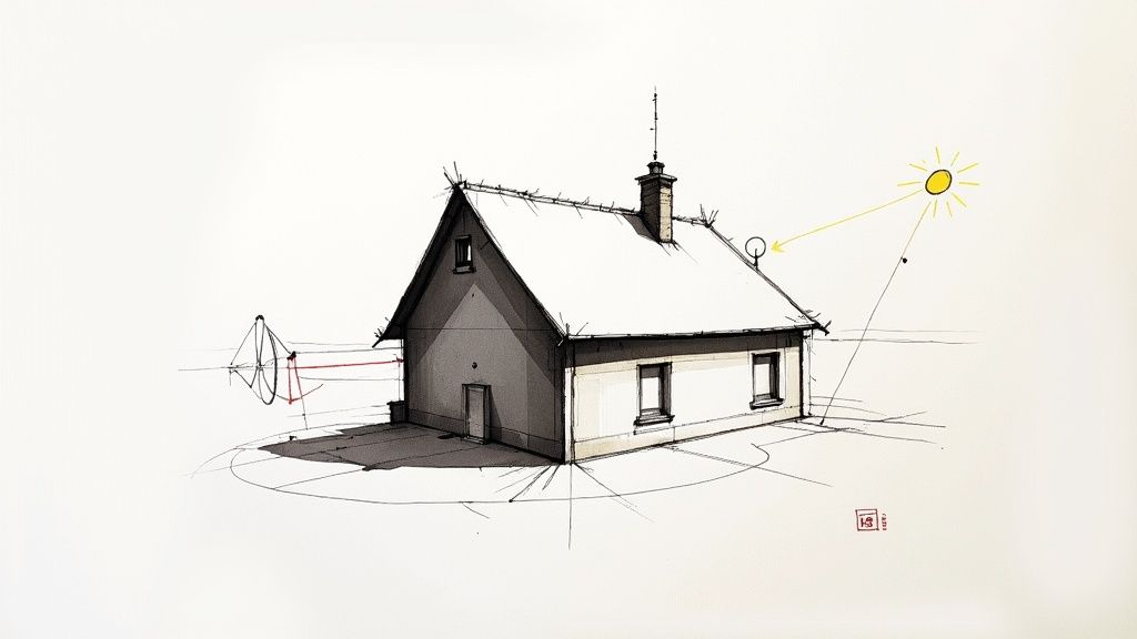 A beautifully lit architectural render of a modern house at dusk, highlighting its features