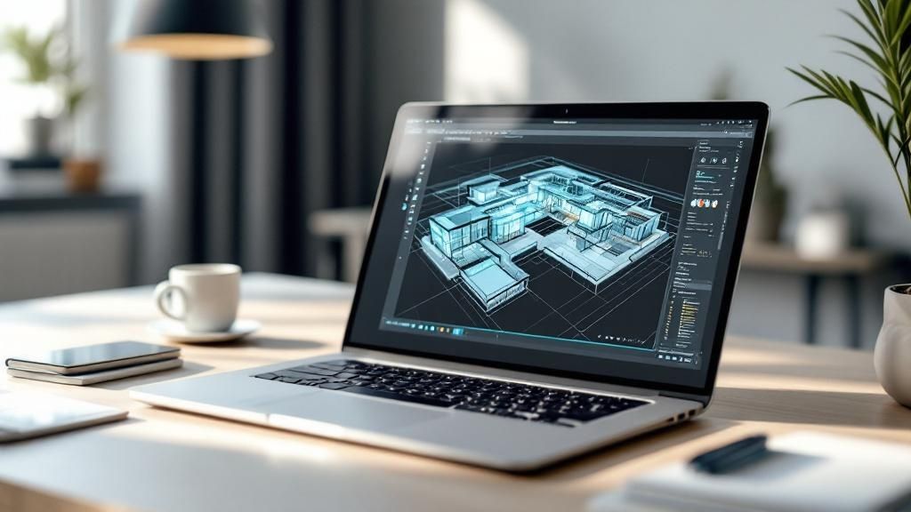 A screenshot from the Vibe3D website, showing an AI-powered rendering platform with realistic architectural visuals.