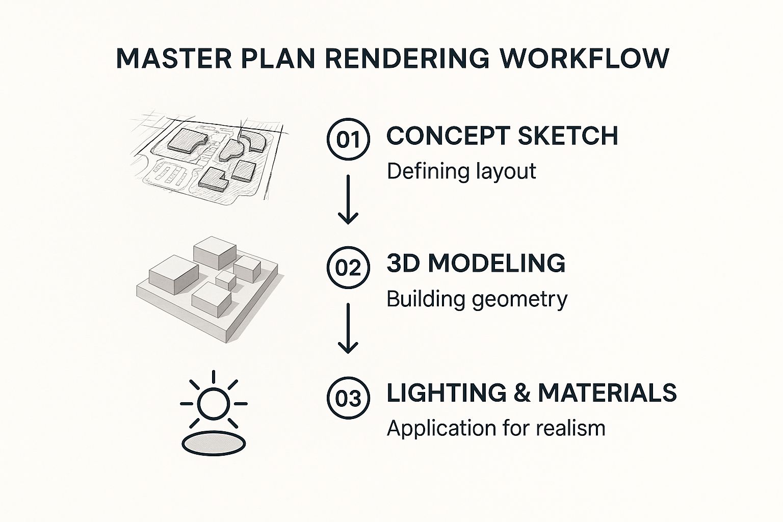 Infographic about master plan rendering