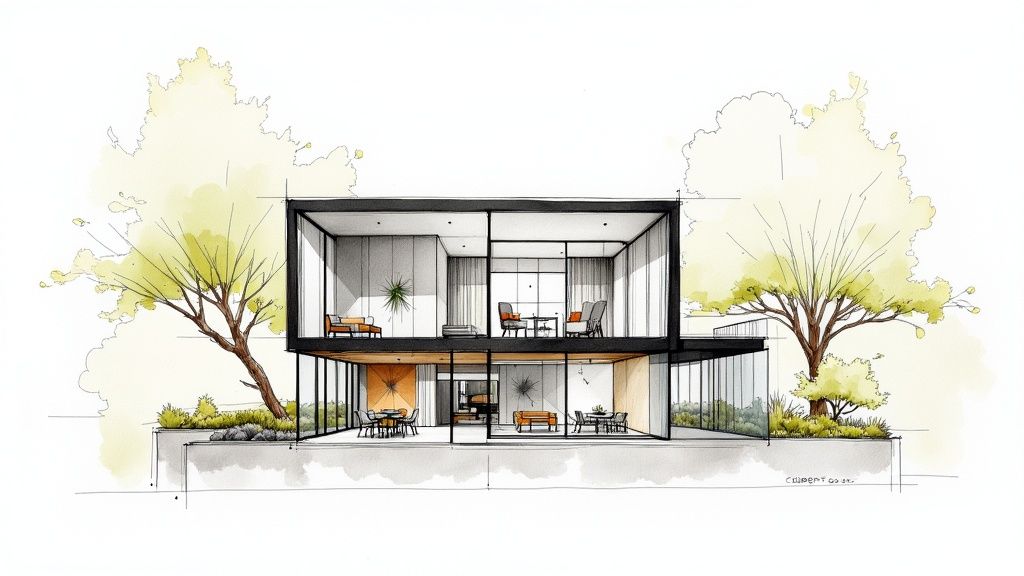 Glass and Steel Modern Elevation