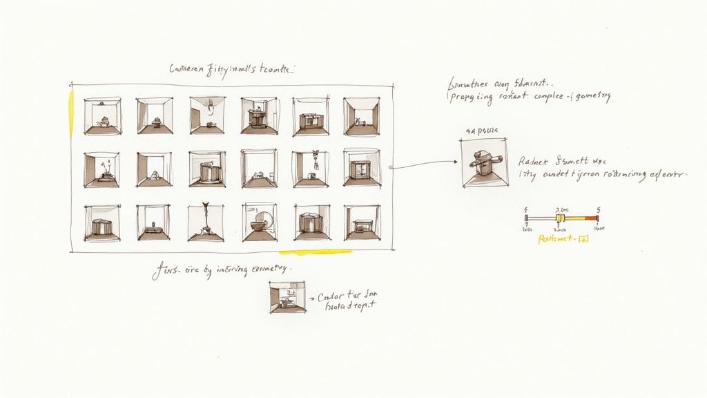 A side-by-side comparison of two 3D renders of the same room, one in daylight and one at night, showcasing iterative design.