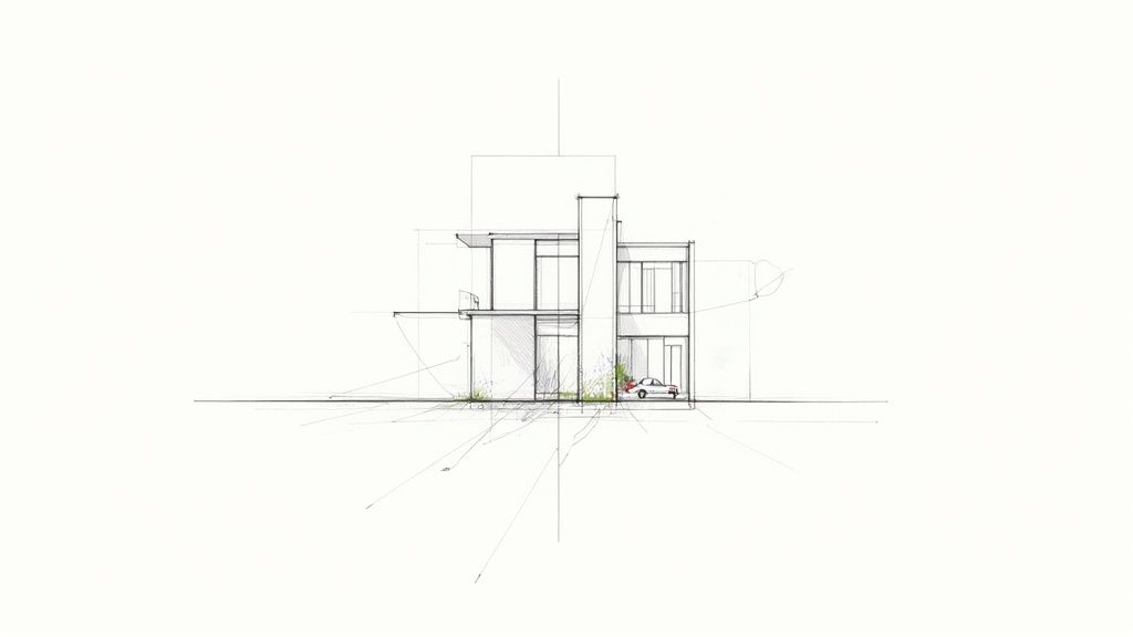 A 3D architectural model of a building's core elements being constructed in Revit